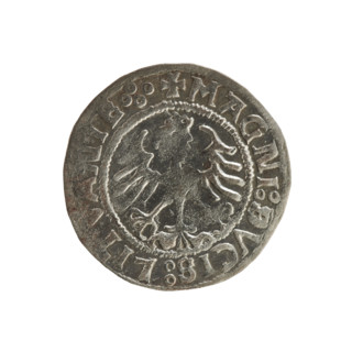 Lithuanian half-grosz, Sigismund I the Old (king of Poland; 1506–1548). Silver coin (half-grosz), c