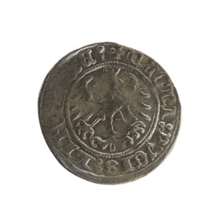 Lithuanian half-grosz of Sigismund I the Old (king of Poland, 1506–1548). Silver coin (half-grosz),