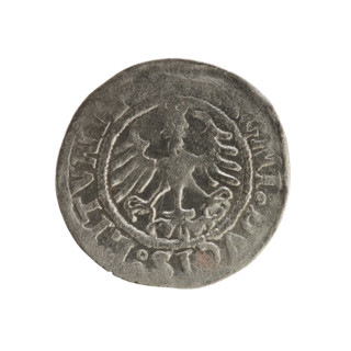 Lithuanian half-grosz of Sigismund I the Old (King of Poland; reign 1506–1548). Obverse: Pogon