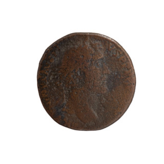 Sestertius of Antoninus Pius (86–161; Roman emperor 138–161). Obverse: Head of the emperor in a