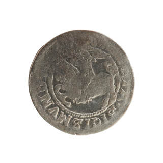 Lithuanian half-grosz, Sigismund I the Old (King of Poland; 1506–1548). Obverse: Pogon (Lithuanian