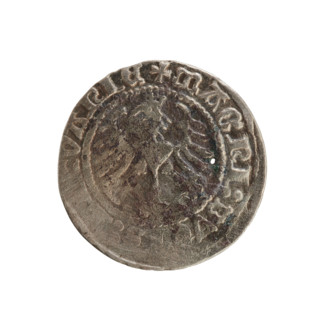 Lithuanian half-grosz, Sigismund I the Old (King of Poland; 1506–1548). Polish coin of the