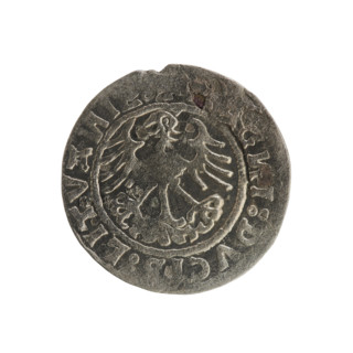 Lithuanian half-grosz, Sigismund I the Old (King of Poland; 1506–1548). Silver coin (half-grosz).