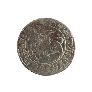 Lithuanian half-grosz, Sigismund I the Old (King of Poland; 1506–1548). Obverse: Pogon (mounted
