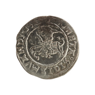 Lithuanian half-grosz, Sigismund I the Old (King of Poland; 1506–1548). Silver coin (half-grosz)