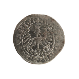 Lithuanian half-grosz, Sigismund I the Old (king of Poland; 1506–1548). Silver coin (half-grosz),