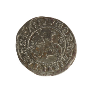 Lithuanian half-grosz, Sigismund I the Old (king of Poland; 1506–1548). Silver coin (half-grosz).