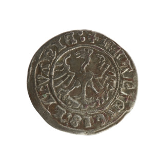 Lithuanian half-grosz, Sigismund I the Old (king of Poland, 1506–1548). Silver coin (half-grosz),