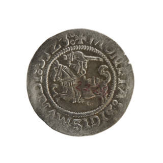 Lithuanian half-grosz, Sigismund I the Old (king of Poland; 1506–1548). R8 (rarity). Polish coin of