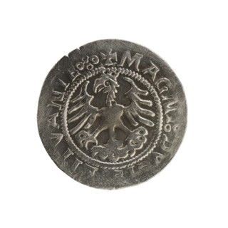 Lithuanian half-grosz, Sigismund I the Old (king of Poland; 1506–1548). R8 (rarity). Polish coin of