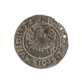 Lithuanian half-grosz, Sigismund I the Old (king of Poland; 1506–1548). Silver coin (half-grosz),