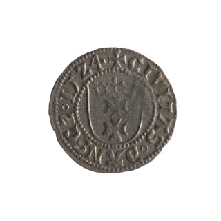 Gdansk szelag, Sigismund I the Old (King of Poland; 1506–1548). Obverse: Crowned shield with the