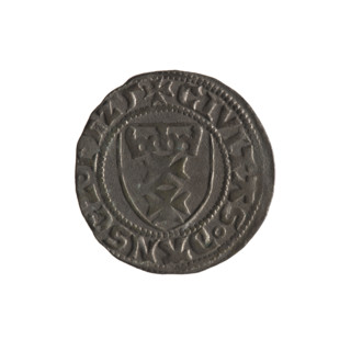 Gdansk szelag, Sigismund I the Old (King of Poland; 1506–1548). Polish coin, 1525. Obverse: Crowned