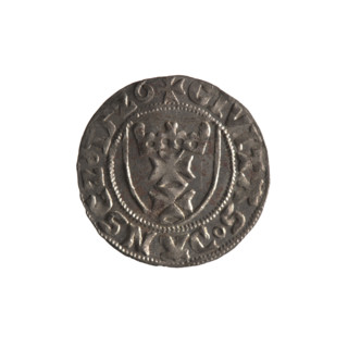 Gdansk szelag, Sigismund I the Old (King of Poland; 1506–1548). Obverse: Crowned shield with the