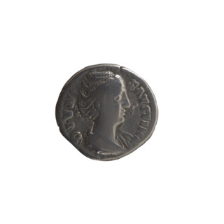 Denarius, posthumous issue for Faustina the Elder (98–141; Roman empress 138–141). Obverse: Bust of