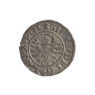 Gdansk szelag, Sigismund I the Old (King of Poland; 1506–1548). Silver coin (1530). Obverse: Eagle