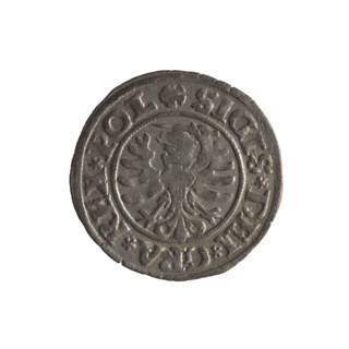 Gdansk szelag, Sigismund I the Old (King of Poland; 1506–1548). Polish coin, 1530. Obverse: Eagle
