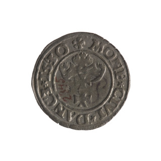 Gdansk szelag, Sigismund I the Old (King of Poland; 1506–1548). Polish coin, 1530. Obverse: Eagle