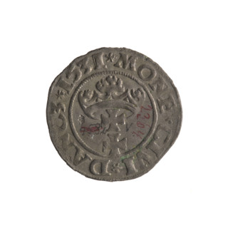 Gdansk szelag, Sigismund I the Old (King of Poland; 1506–1548), Polish coin, eagle (coat of arms),