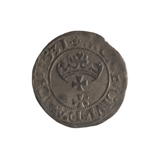Gdansk szelag, Sigismund I the Old (King of Poland; 1506–1548). Polish coin (1531). Obverse: Eagle