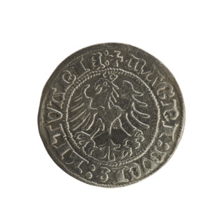 Lithuanian half-grosz, Sigismund I the Old (king of Poland; 1506–1548). R8 (rarity). Polish coin,