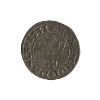 Gdansk szelag, Sigismund I the Old (King of Poland; 1506–1548). Polish coin (1531). Obverse: Eagle