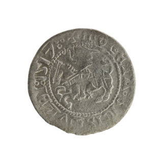 Lithuanian half-grosz, Sigismund I the Old (king of Poland; 1506–1548). Obverse: Pursuer