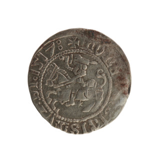 Lithuanian half-grosz, Sigismund I the Old (king of Poland; reign 1506–1548). Obverse: Pursuer