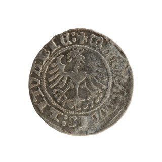 Lithuanian half-grosz, Sigismund I the Old (king of Poland; 1506–1548). Obverse: Pursuer