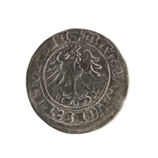 Lithuanian half-grosz, Sigismund I the Old (king of Poland; reign 1506–1548). Silver coin (1517).