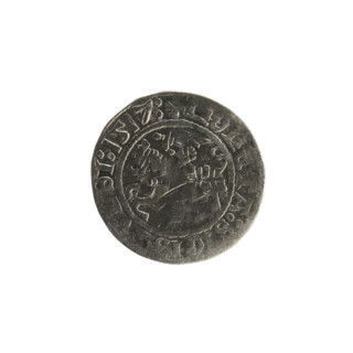 Lithuanian half-grosz, Sigismund I the Old (King of Poland; 1506–1548). Obverse: Pogon (Lithuanian