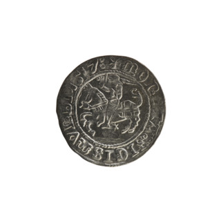 Lithuanian half-grosz, Sigismund I the Old (king of Poland; 1506–1548). Obverse: Pogon (Lithuanian