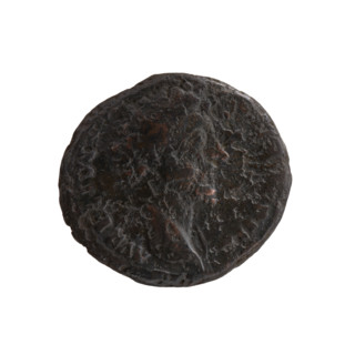 Head of young Marcus Aurelius uncovered, with drapery on the left shoulder, right; inscription