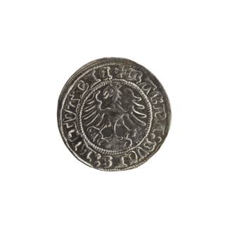 Lithuanian half-grosz, Sigismund I the Old (King of Poland; 1506–1548). Obverse: Pogon (Lithuanian