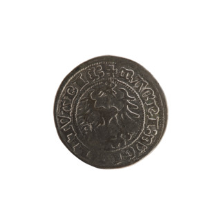 Lithuanian half-grosz, Sigismund I the Old (King of Poland; 1506–1548). Obverse: Pogon (Lithuanian