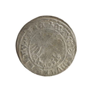 Lithuanian half-grosz, Sigismund I the Old (king of Poland; 1506–1548). R8 (rarity). Polish coin,