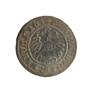 Lithuanian half-grosz, Sigismund I the Old (king of Poland; 1506–1548). R8 (rarity). Polish coin,