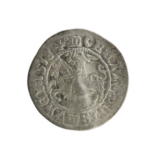 Lithuanian half-grosz, Sigismund I the Old (king of Poland; 1506–1548). Obverse: Pursuer