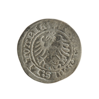 Lithuanian half-grosz, Sigismund I the Old (king of Poland; 1506–1548). Obverse: Pursuer (Pogon)