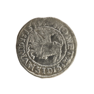 Lithuanian half-grosz, Sigismund I the Old (king of Poland; 1506–1548). Polish coin of the