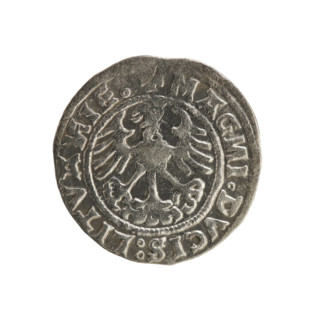 Lithuanian half-grosz, Sigismund I the Old (king of Poland; 1506–1548). Silver coin dated 1519.