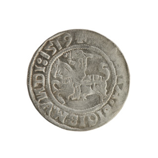 Lithuanian half-grosz, Sigismund I the Old (king of Poland; 1506–1548). Polish coin of the