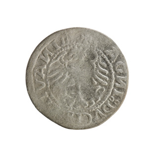 Lithuanian half-grosz, Sigismund I the Old (King of Poland; 1506–1548). Obverse: Pogon (Lithuanian