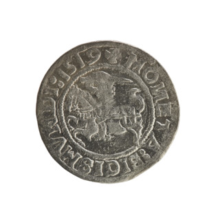 Lithuanian half-grosz, Sigismund I the Old (king of Poland; 1506–1548). Obverse: Pursuer (emblem of