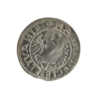 Lithuanian half-grosz, Sigismund I the Old (king of Poland; 1506–1548). Silver coin (half-grosz),