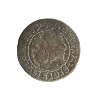 Lithuanian half-grosz, Sigismund I the Old (King of Poland; 1506–1548). Obverse: Pogon (Lithuanian