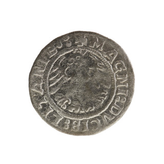 Lithuanian half-grosz, Sigismund I the Old (king of Poland; 1506–1548). Obverse: Pursuer