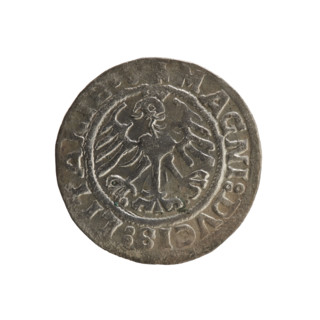 Lithuanian half-grosz, Sigismund I the Old (king of Poland; 1506–1548). Polish coin dated 1519.