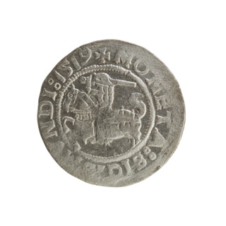 Lithuanian half-grosz, Sigismund I the Old (king of Poland; 1506–1548). Silver coin (half-grosz),