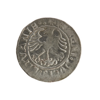 Lithuanian half-grosz, Sigismund I the Old (king of Poland; 1506–1548). Silver coin (half-grosz),